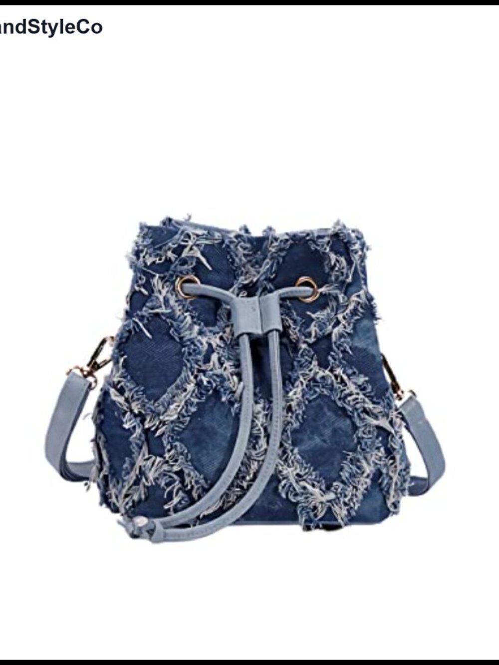 Women's Small Denim Tie-Dye Bucket Bag Crossbody Purse Quilted Shoulder Bag